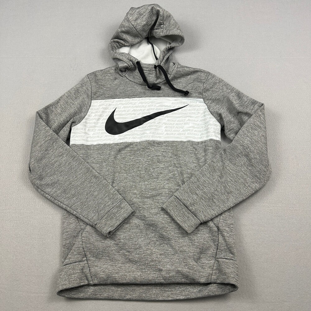 Nike Hoodie Men Small Gray Solid Pullover Sweatshirt Big Swoosh Basketball S *